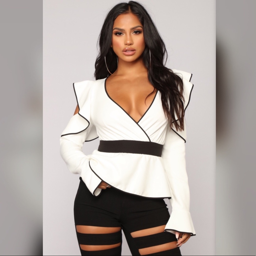 Origin Of Love Peplum Top-White/BRAND NEW&SOLD-OUT